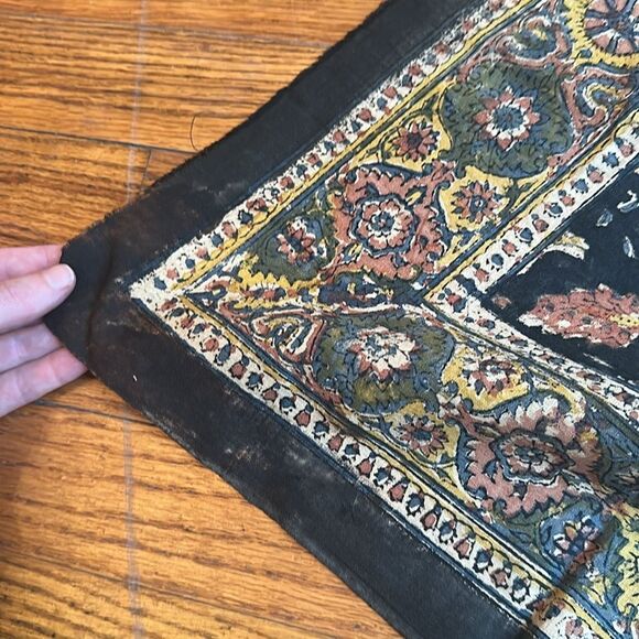 Vintage 1940s Handblocked India Cotton Boho Scarf - Picture 5 of 9